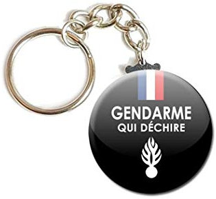 Porte Clés Chaînette 3,8 centimètre Gendarme qui déchire Idée Cadeau Accessoire Anniversaire Noël Remerciement Fête