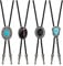 LOLIAS 4Pcs Leder Bolo Krawatte Türkis Krawatte für Herren Damen Western Cowboy Bolo Tie Natural Schwarze Leder Krawatte Halloween Kostümzubehör für Männer Frauen