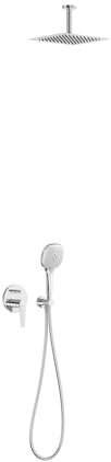Kit de grifo monomando empotrado de 2 vías para ducha, gama Class-Tres, con rociador de 25 x 25 centímetros y ducha de mano, acabado cromo (referencia: 20518007)