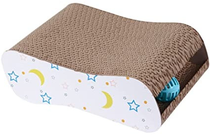 Tiragraffi in Cartone per Gatti Tiragraffi per Gatti con Erba Gatta Tiragraffi Reversibile con Palla Tiragraffi per Gatti Divertente in Cartone con Pesce in Sisal Ondulato per Gatti da Interni