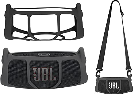 Silicone Cover Skin for JBL Charge 5 - Portable Bluetooth Speaker, by Alltravel, Portable Full Protection Solution, Customized Skin with Color and Shape Matching, for Charge 5 only (Black)