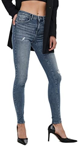 ONLY Damen Onlpower Life Mid Push Sk Dt Rea264 Noos Jeans, Medium Blue Denim, L EU