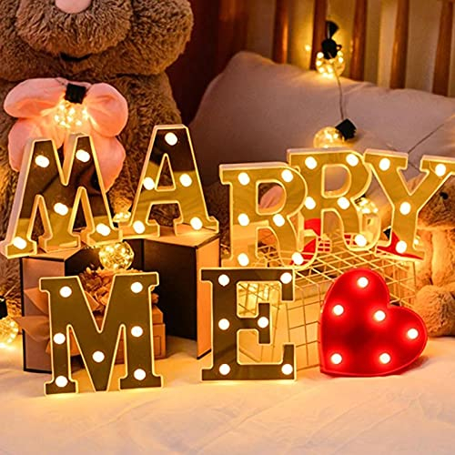Marry Me LED-Buchstaben, Batteriebetrieben, 16 x 14.5 x 3 Marry Me Leuchtbuchstaben für Romantische Heimdekoration Hochzeit Heiratsantrag Verlobung Geburtstag Party Deko