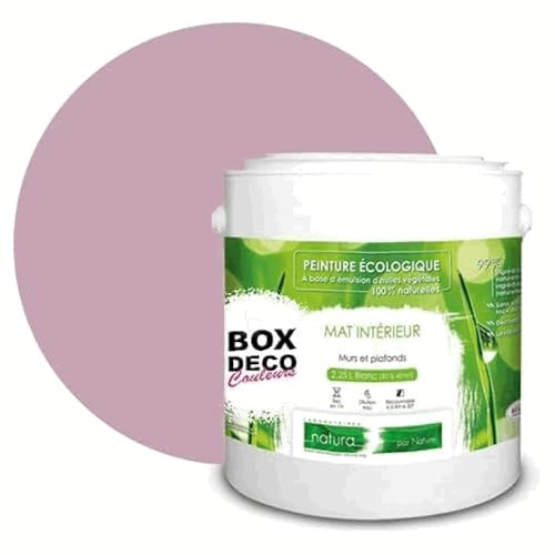 BOX DECO COULEURS Peinture murale naturelle écologique aspect mat intérieur Natura - 2,5L / 33m², Rose Dragée