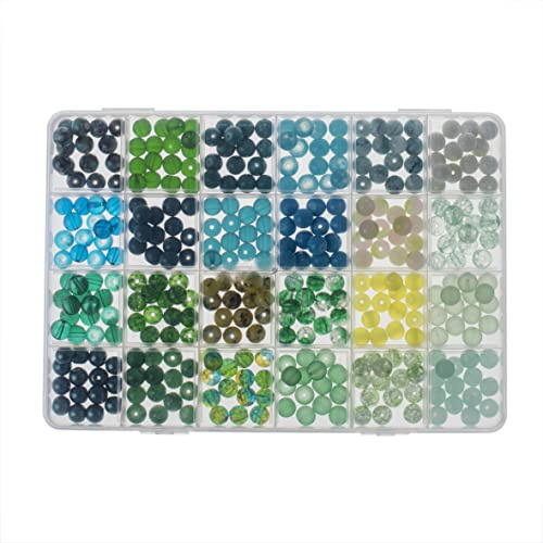 GLOREX 6 1630 343 - Glasperlen Schmuckset, in Aufbewahrungsbox, türkis und grün Sortiert, ideal geeignet zur Gestaltung von Schmuck, Armbändern, Halsketten, Accessoires oder als Dekoration