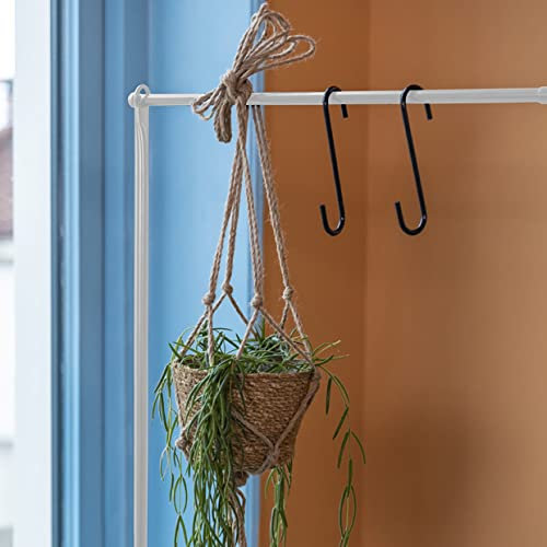 MAISONICA Over Table Hanging Rack Rail Pole White Steel Clamp W211.5cm