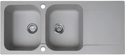 Essebagno Lisse fregadero reversible 2 cubetas 1 escurridor en resina gris