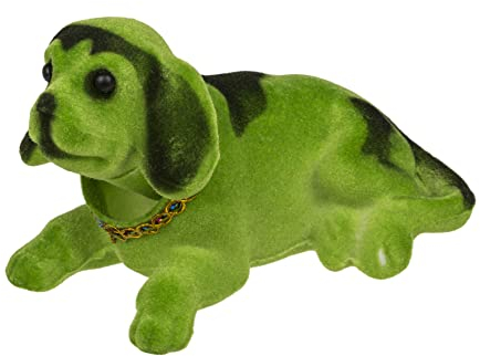 MIJOMA Mini Wackelhund Wackelkopf Dackel für das Auto Amaturenbrett oder Hutablage, 15x7x7cm (Grün)