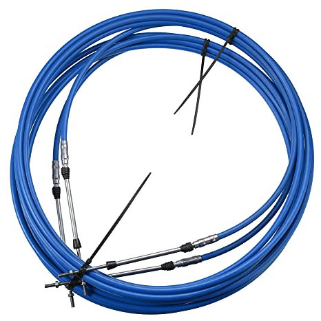 Motoforti 2pcs 20ft 236 Inch Throttle Shift Remote Control Box Cable Blue