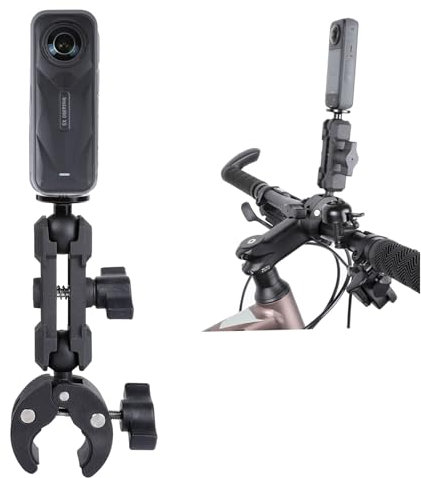 PellKing Camera Motorcycle Mount for Insta360 X5/X4/X3/X2,360 Rotation Metal Action Camera Clamp Holder with 1/4Thread for Moto Bike Bicycle Handlebar, for Insta360 One Go 3,X3/X2/X