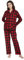 Amaxer Ensemble de Pyjamas Chauds en Flanelle pour Femmes 100% Coton Ensembles de Pyjamas d'automne et d'hiver, Carreaux Rouges et Noirs, XL