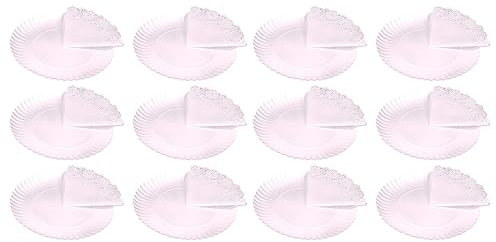 Acan Tradineur - Pack de 12 Bandejas con blonda Circular - Especial para Fiestas o Celebraciones - Material reciclable - Ø 35 cm - Color Blanco