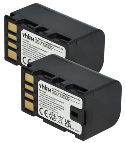 vhbw 2X Akku kompatibel mit JVC GY-HM100E | GS-TD1EU, GZ-HD10, GY-HM100 Videokamera Camcorder (1400 mAh, 7,2 V, Li-Ion) + Infochip