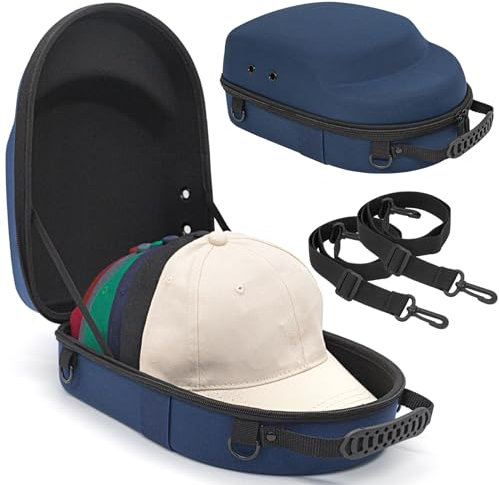 Livememory Custodia per cappelli da viaggio, scatola rigida per cappelli da baseball, porta cappelli per viaggi e casa, blu navy, Utilitaristico
