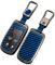 OTMIK Étuis pour clés de Voiture en Alliage de Zinc et Fibre de Carbone pour Jeep Renegade Compass Grand Cherokee pour Chrysler 300C Wrangler Dodge Accessoires pour Porte Clés (Bleu)