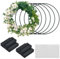 CAREDGO Metallringe Zum Basteln, 6 Stück Kranzringe 20cm Dekoringe Metall Drahtringe mit 6pcs Holzständer und 50pcs Anti-Rutsch-Gummipartikel Blumenreifen Traumfänger Ringe Deko Kranz Metall für DIY