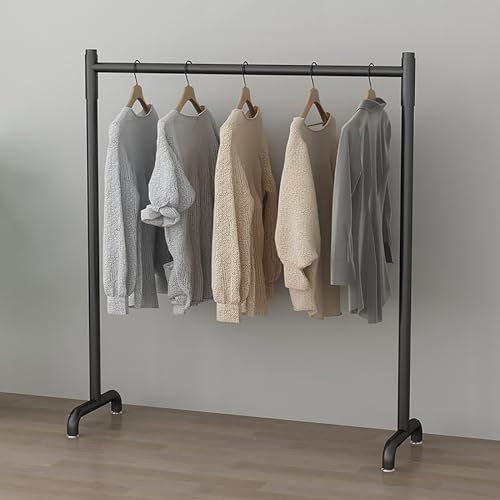 Porte-vêtements Étagère Portant Vetement Porte-Manteau Sur Pied Tringle Penderie En Métal, Portable Penderie Vetement Porte Vetement Tringle Vetement Pour Chambre, 100×130cm ( Color : Nero , Size : 10