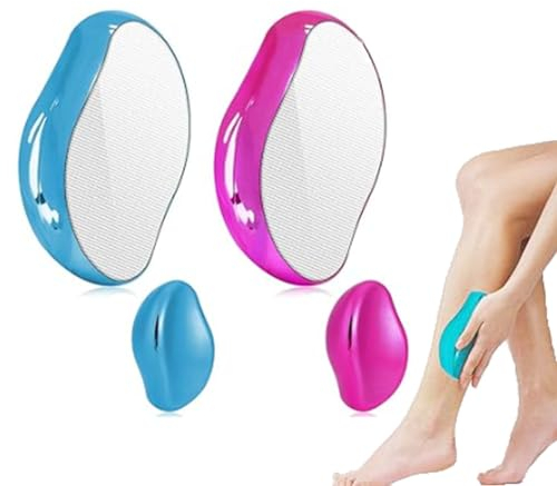 Roysmart Nano Épilateur en Cristal, 2 Pcs Portable Nano Gomme Epilatoire pour Femme Homme, Pierre Depilatoire Nano Hair Eraser Gomme Depilatoire pour Les Jambes, Les Bras et le Dos (Bleu+Rosa)