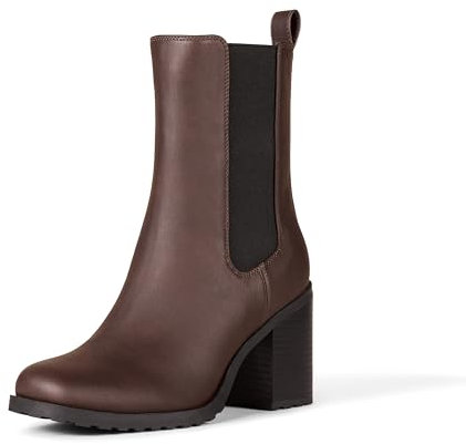 Amazon Essentials Stivali Chelsea a Metà Polpaccio con Tacco Donna, Marrone Scuro, 36 EU