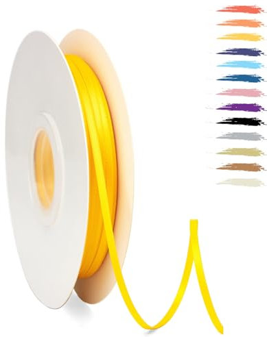 Zitronengelb 3mm Satinband 95 Meter, Polyesterband, verschönern Sie Ihre Bastelarbeiten und Feiern, ideal für Geschenkverpackungen, Dekorationen, Hochzeitsautoband, Bänder zum Basteln