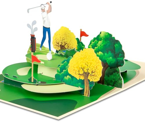 GREETING ART Golf Grußkarte,Pop Up Golf Karte zum Ruhestand, Pop Up Karte Golf – 3D Geschenkkarte zum Geburtstag, als Gutschein für Golfspieler oder Geburtstagskarte für Golfer