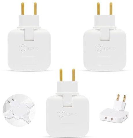 BIORYC ® [Pack 4] Ladron Enchufes Plano | Enchufe Plano Pared Extraplano de 3 Tomas Giratorio 180º | Ladrón Enchufe | Enchufes Planos Detras Muebles | Ladron Enchufe | Ladrones para Enchufes