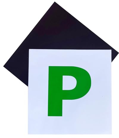 Fully Magnetic P Plates New Driver, 2 Pack P Plates, Waterproof P Plates Magnetic New Driver P Sign Green Pass Plates for Car New Driver, 17.8 x 17.8 cm