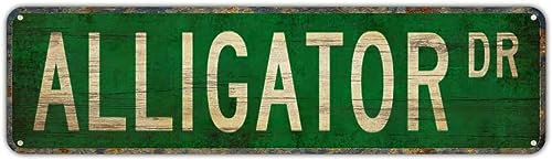 Metallschild Aligator Dr. Vintage Schilder Retro-Blechschilder Kunstschild Aluminiumschild für Schlafzimmer, Küche, Garten, Wand, Bar, Club, Kaffee, Hängeschild, Heimdekoration, 10,2 x 40,6 cm