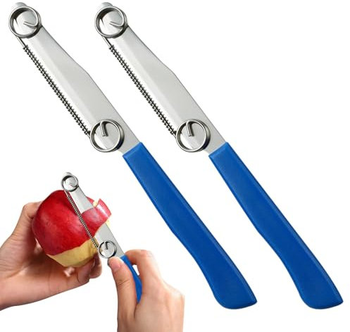 Schnell Schneide Messer,2 Stück Giovannis Zaubermesser,Zaubermesser,Schnellschneidmesser,3 in 1 Multifunktions Obstmesser Mit Verstellbarer Feder für Messer zum Schneiden von Obst und Gemüse