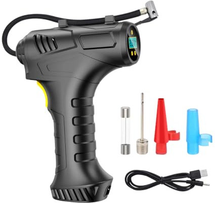 CGEAMDY Compressore d'Aria Portatile Gonfiatore Elettrico, Batteria Ricaricabile Portatile Auto Pneumatici Pompa, Compressore d'Aria Portatile per Gonfiare I Pneumatici Ricambi Auto(con Batteria)