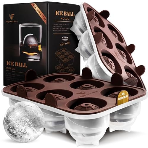 Neighbour’s Friend Patentierte Runde Eiswürfelform 2er Pack - XXL Eiskugelform für Whisky, Rum & Cocktails - 12x Eiswürfel Kugeln - Langlebige Platin-Silikon Eis Kugel Form spülmaschinengeeignet