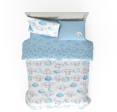 Franco Bettwäsche-Set mit Kissenbezug, wendbar, superweich, gemütlich, 100% offizielles Lizenzprodukt, Cinnamoroll, Einzelbettgröße, 7-teilig