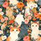 REDAMANCY Papier peint à décoller et à coller - Motif chat rose et orange - Style vintage - Facile à décoller - Pour table de chevet, tiroir, armoire, locataire