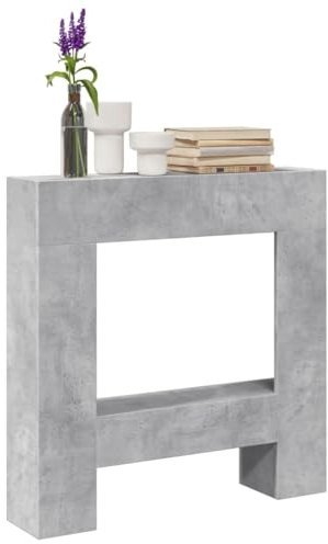 Rantry Rahmen für Kamin, Grau, Beton, 81 x 18 x 82 cm aus Spanplatte, Holzregal für den Innenbereich, Holzregal für Kamin, Innenholz, stapelbar, Holzregal