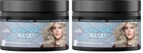 got2b Color Mask! Silber (150 ml), temporäre Haarfarbe für Farb-Boost & intensive Pflege in nur 5 Minuten, auswaschbare Haarfarbe mit pflegendem Kokos-Öl (Packung mit 2)