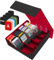 POKIENE Trading Card Storage Box with Drawers, Detachable Labels, for TCG, MTG, PTCG, Sports Cards (Black Red)
