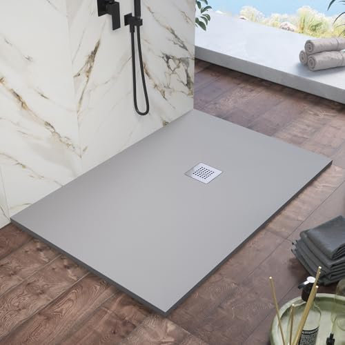 Piatto Doccia 80x160 cm Marmoresina Grigio Effetto Pietra Ultraslim Antiscivolo