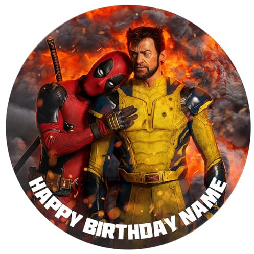 Deadpool and Wolverine Edible Cake Topper, Edible Icing E171 Free, 7.5 inch Cake Fit, Round, Square and Rectangle (Round)
