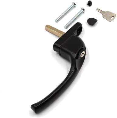 Truly PVC Limited Armis Espag Cranked Window Handle - Right, Black, 30mm