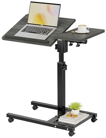 Furist Mobiler, höhenverstellbarer Laptop-Ständer, PC, Computer, tragbares Notebook, drehbar, Laptop-Schreibtisch, Rolltisch, Wagen, neigbar, mit Rollen und Mauspad-Tisch