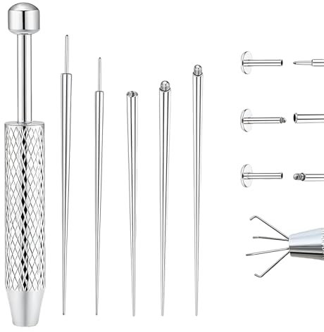 AstraGlam 6 pièces Ensemble de pinces pour piercing, Ouvre-billes pour piercing, Pince pour billes, Outil de piercing pour ouvrir et changer, Accessoires de piercing pour oreille et nez