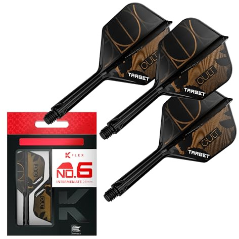 Target Darts K-Flex Cult Dart-Flights und Schäfte, No. 6 (Intermediate, 26 mm) | 3er-Set K-Flex mit integriertem Flight und Schaft, All-in-one-Schaft | Profi-Dartzubehör