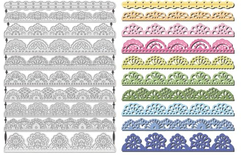 UNICRAFTALE 10Stk Blumenrand Stanzformen Kartenherstellung Scrapbooking | Hochwertiger Kohlenstoffstahl,Edelstahlfarbe,15cm breit,20cm lang,0,8mm dick,wiederverwendbar,präziser Schnitt
