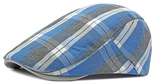 meioro Herren gestreifter Karierter Newsboy Hut Cabbie Beret Ivy Flat Cap Verstellbare Gatsby Hut Jagd Fahren Verstellbare Kappe