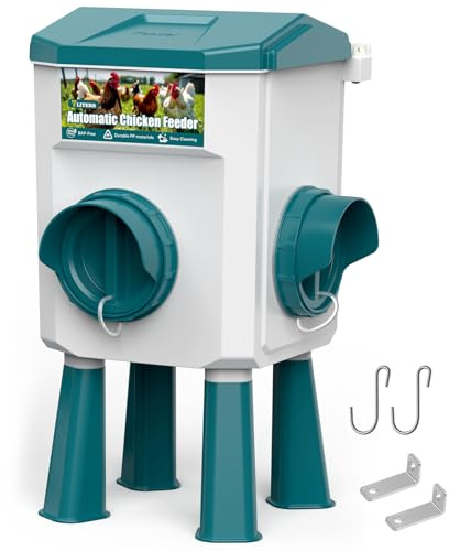 Futterautomat Hühner mit Füßen 7kg, Geflügel Futterspender, Hühnerfutter Automat, Futterstation Aufhängbar, Hühnerzubehör, Bruchfester Langlebiger Kunststoff, Wasserdichter Automat