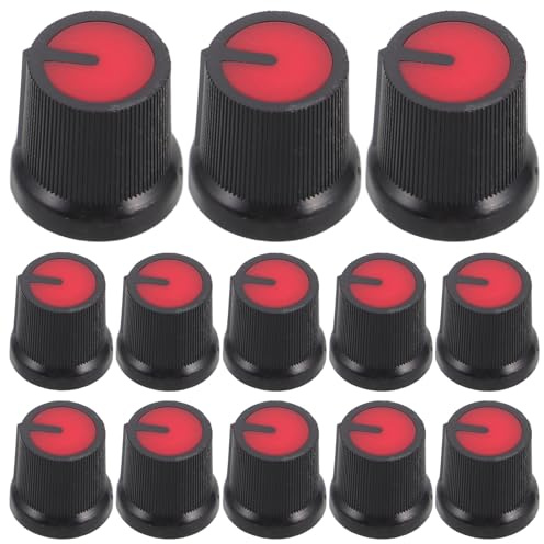 SECFOU 50 Stück Potentiometer Drehknöpfe aus Kunststoff in Rot mit 6mm Durchmesser und Stilvollem Pflaumenblüten Design für E-gitarren und Verstärker Einfache und Präzise Drehung