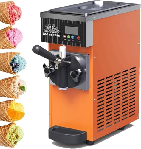 ToayNia Máquina de Helado Suave de un Solo Sabor, Panel táctil LCD, heladera de 2,5 l, 4-5 kg/h, heladera de mostrador, para Tiendas de té con Leche/pastelerías/emprendedores. Orange