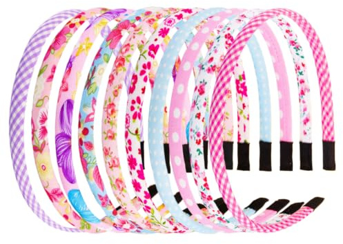 10 Pcs Toddler Headbands for Girls, Colourful Flower Strip Plain Girls Headbands, Soft Elastic Fabric Alice Band for Toddlers Children Kids