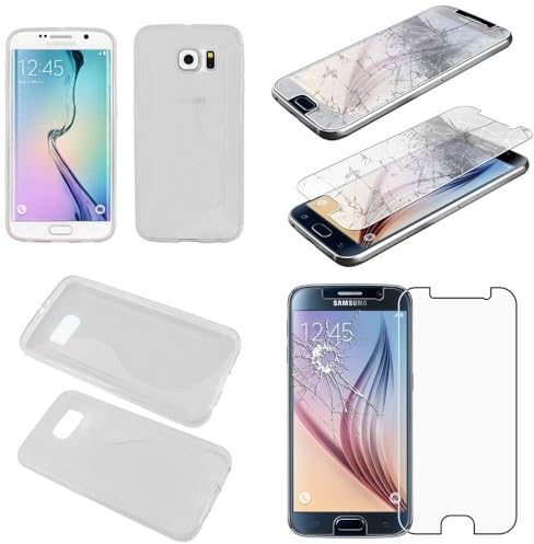 ebestStar - kompatibel mit Samsung Galaxy S6 Hülle SM-G920F, G920 TPU S-line Style Silikongel Handyhülle, Schutzhülle Case Cover, Transparent + Panzer Schutz Glas