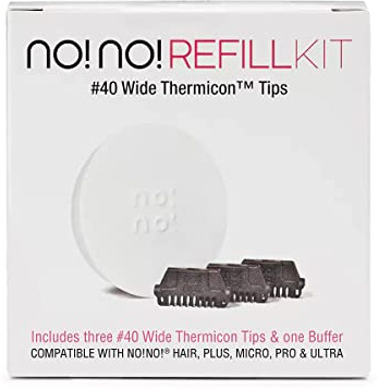 no!no! Thermicon Wide Tip Refill Pack - Flawless Replacement Heads - Hair Removal for Women, Hair Trimmer for Men - Easily Trim or Remove Body Hair